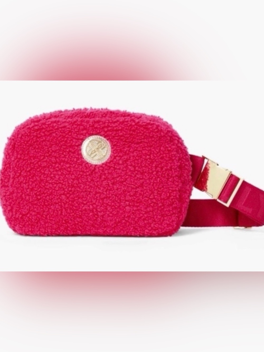 NWT Lilly Pulitzer Hot Pink Sherpa Jeanie Belt Belly Bag w/ Gold Accent